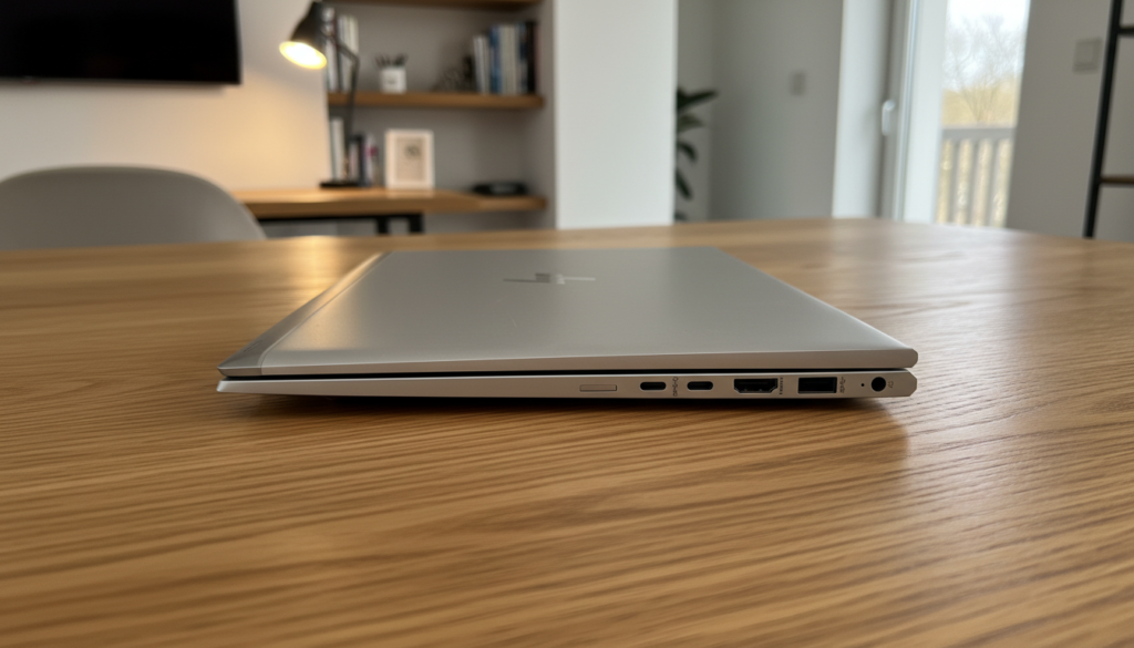 Lewy bok obudowy HP EliteBook 855 G7 ze złączami USB-C, HDMI i USB-A.