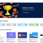 Interfejs sklepu z rozszerzeniami przeglądarkowymi Chrome Web Store z sekcją Ulubione w 2025 roku i kategoriami AI.