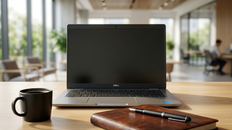 Laptop biznesowy Dell Latitude 5320 w luksusowym, nowoczesnym biurze z miękkim oświetleniem bokeh – recenzja Laptec