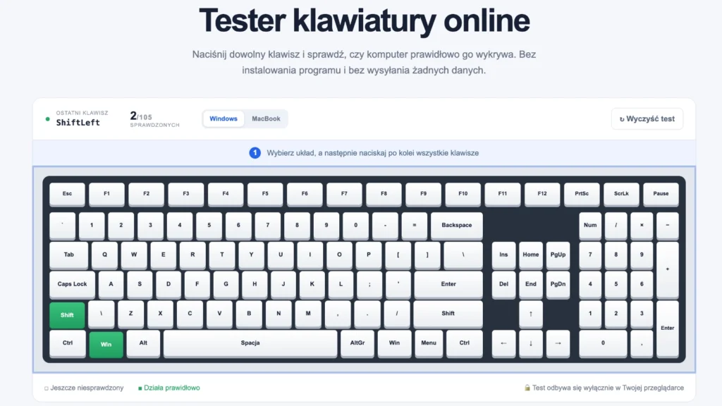 Tester klawiatury online – sprawdzanie działania klawiszy laptopa